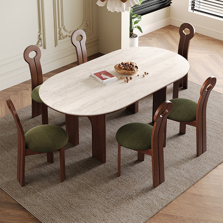 ベージュカラーのセラミック製ダイニングテーブル 半円リビングテーブル fjx-2632