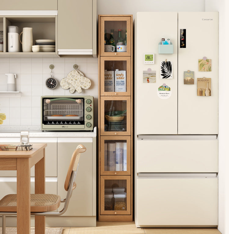 収納棚 隙間収納家具 ガラス扉付き 超薄型収納 キッチンキャビネットチェストY84Y29