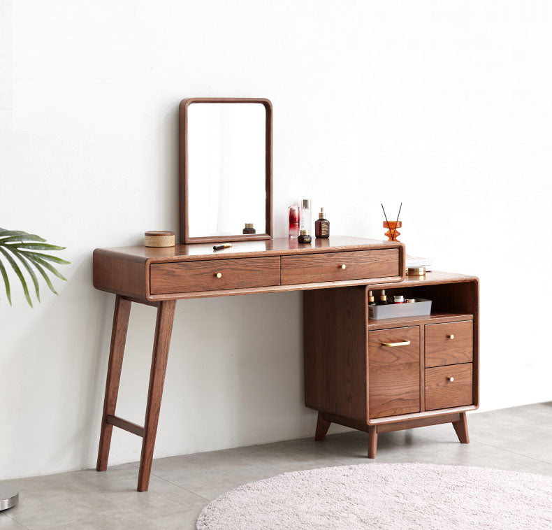 化粧台 伸縮 天然木 化粧テーブル オーク材 鏡無し H84D01 - BestKagu