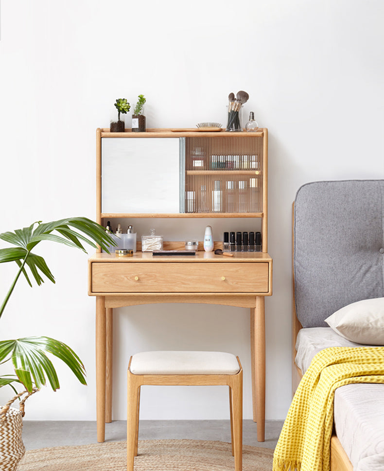 幅55 ドレッザーデスク 収納 メイク 化粧台 棚付きタイプ Y84D21 - BestKagu