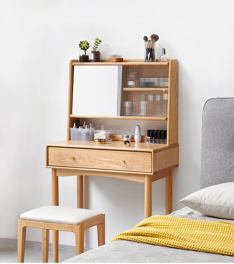 幅55 ドレッザーデスク 収納 メイク 化粧台 棚付きタイプ Y84D21 - BestKagu