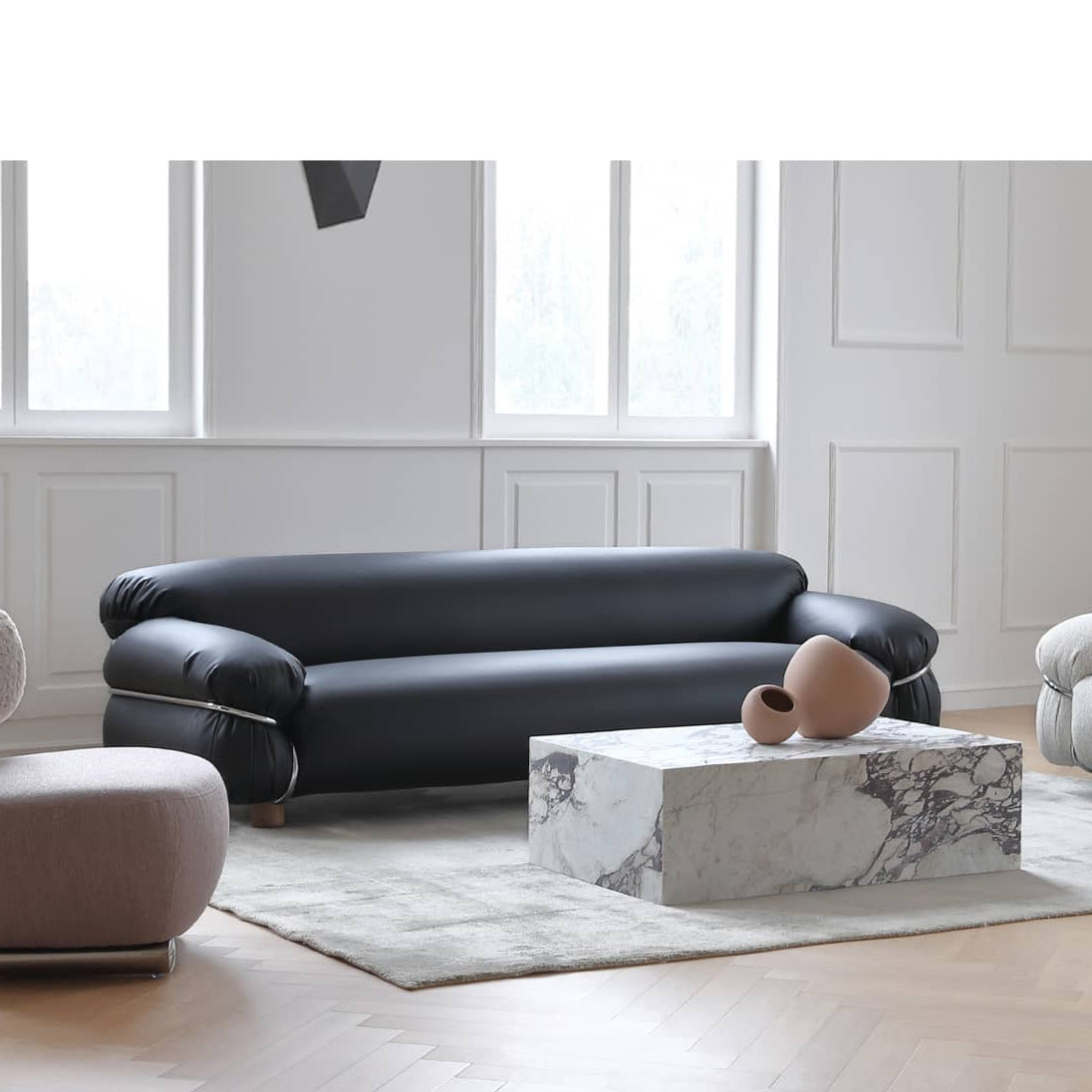 ソファー 幅240cm 3人掛け 合成革 ブラック おしゃれ my-374 - BestKagu