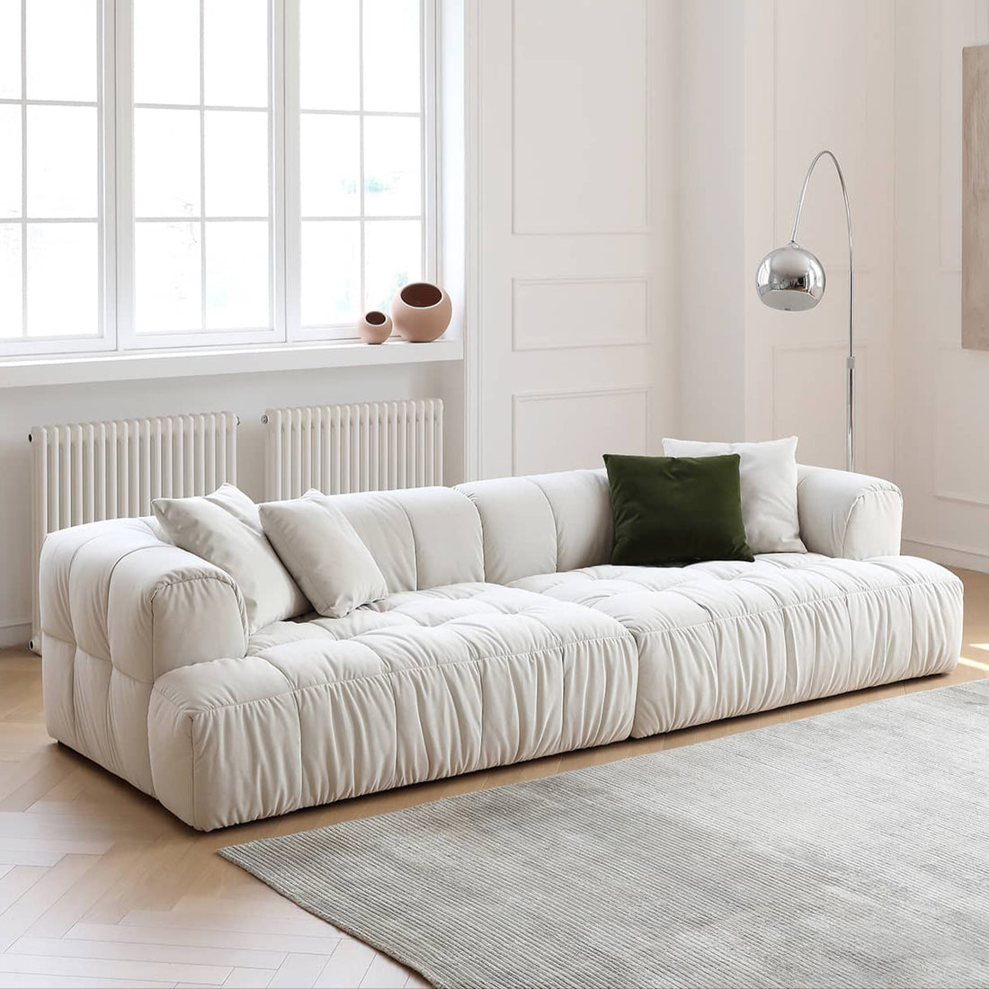 ソファー 3人掛け 幅286cm ファブリック ホワイトソファ おしゃれ my-363 - BestKagu