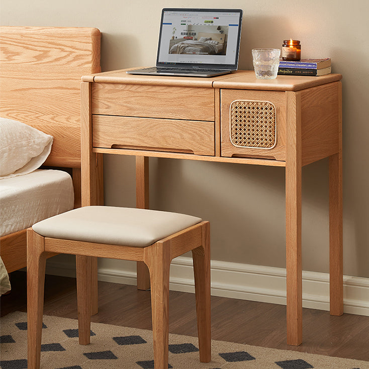 ドレッサー 化粧台 鏡付き 天然木 ナチュラル y-h6051 - BestKagu