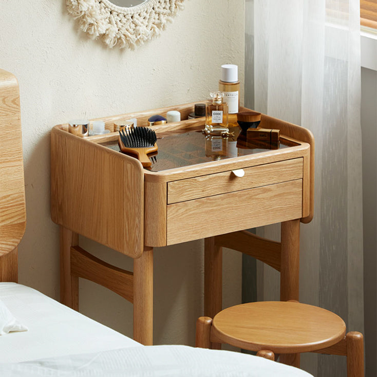 ドレッサー ガラス天板 幅52cm 鏡台 無垢材 ナチュラル おしゃれ y-k7053 - BestKagu