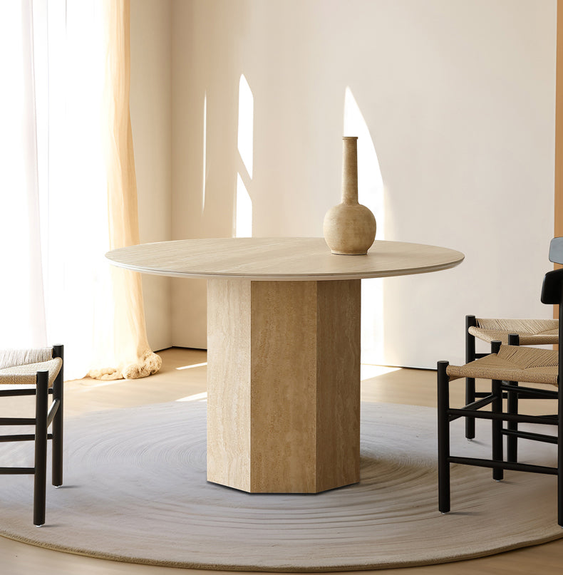 【高級セラミック×丸90cm】ダイニングテーブル|耐熱・傷に強いモダンデザイン丸テーブル(FJNW-3550)