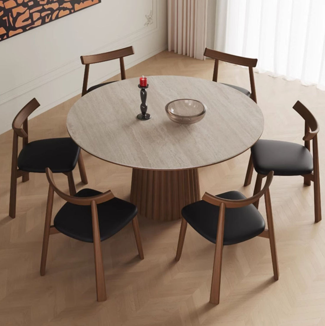 丸テーブル|スレートラウンドダイニングテーブルalm-0003