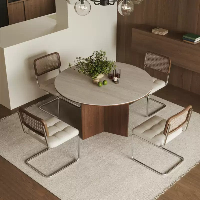 セラミック製スラブ天板を使用した小型の丸テーブル alm-0004