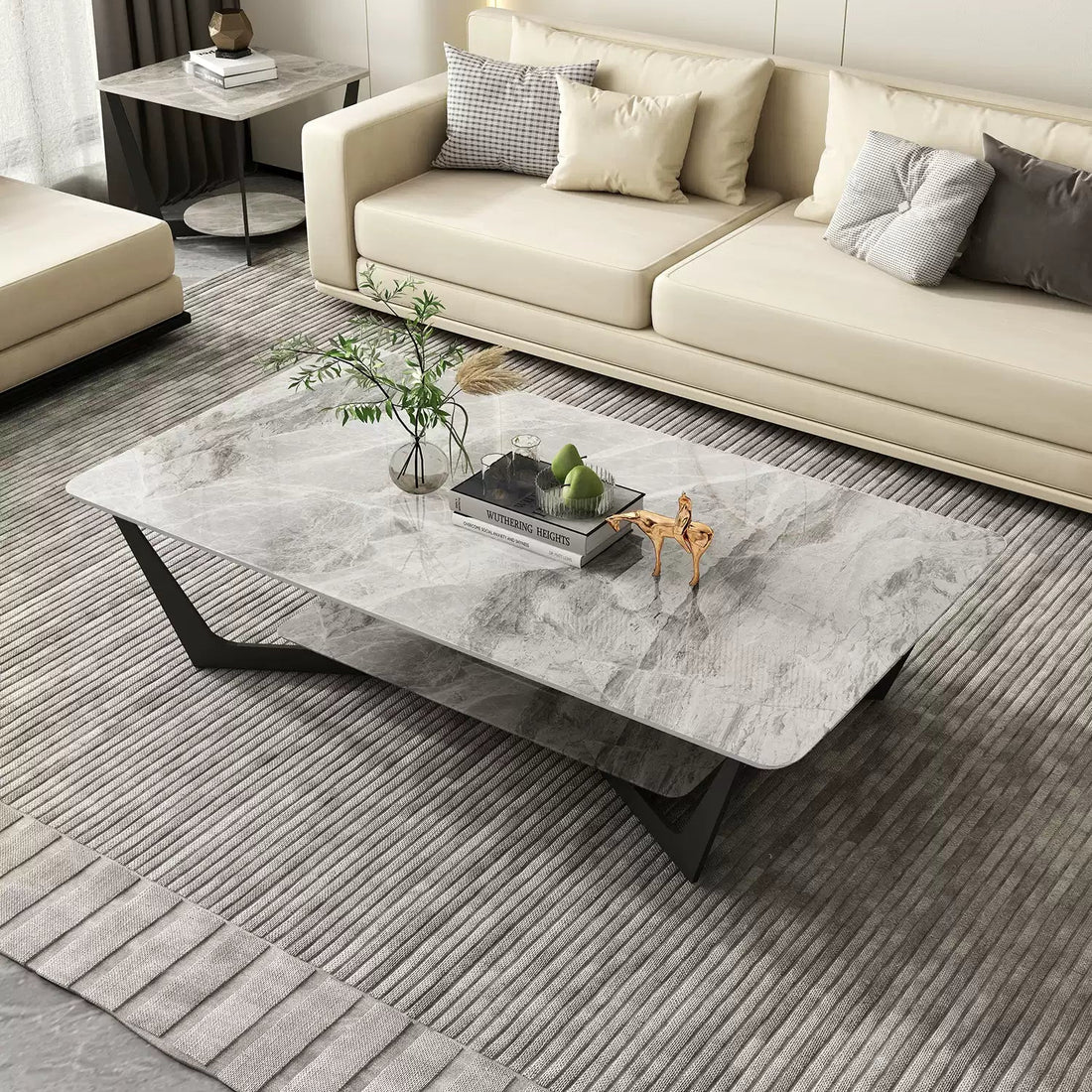 センターテーブル ローテーブル セラミック 完成品 ary-741