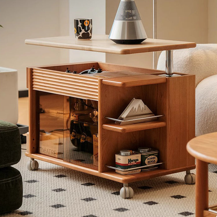 ワゴンキャスター付きカート 昇降式サイドテーブル hqx-6115