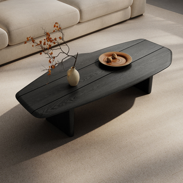 天然木製リビングテーブル コーヒーテーブル ブラックfwsm-5703