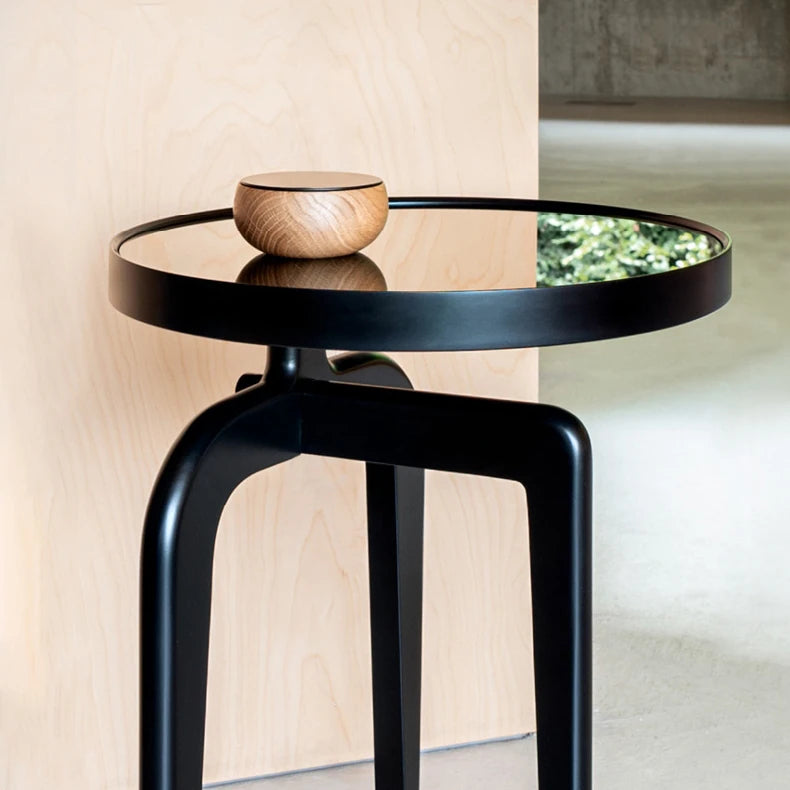 無垢材と強化ガラスのサイドテーブル fif-4526