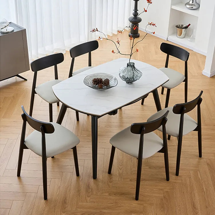 モダンでエレガントな伸長テーブル セラミック丸テーブ ダイニングインテリアの主役に! fjx-2635