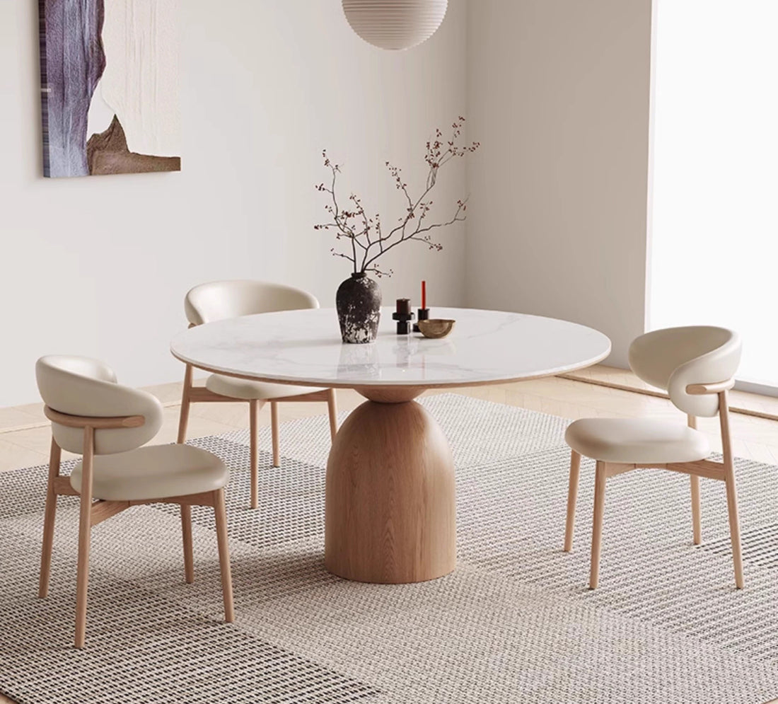 円形テーブルダイニングテーブル丸テーブルセラミック&アッシュ材脚 fjx-emt-052