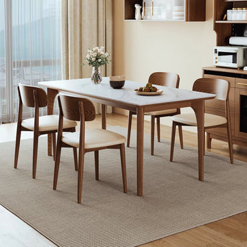 セラミック製大理石調艶ありタイプのアッシュ材フレームのダイニングテーブル fmbs-006