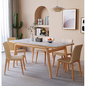 セラミックテーブル 大理石調艶ありタイプ+アッシュ材フレームのダイニングテーブル fmbs-009