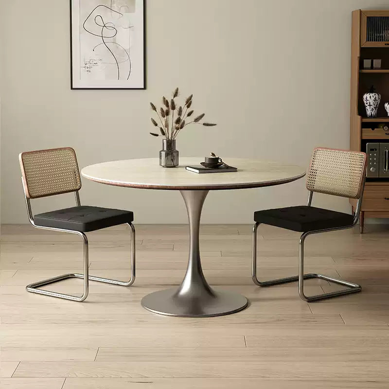 ステンレス脚の丸テーブル カフェテーブルシンプルなデザインでオシャレすぎる fmc-3761