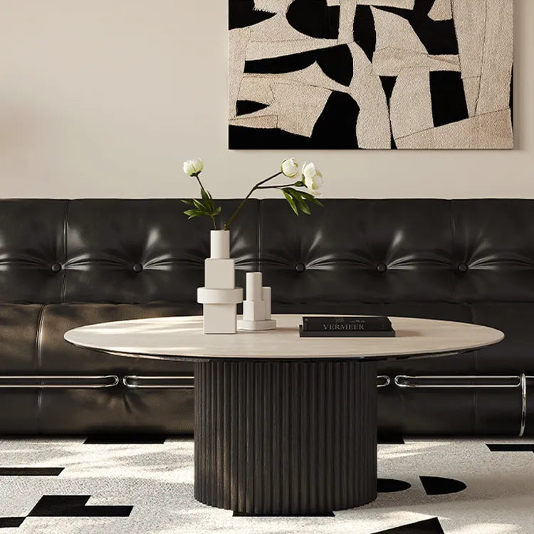 セラミック天板のコーヒーテーブル 丸いローテーブル 2色展開 fmus-4088