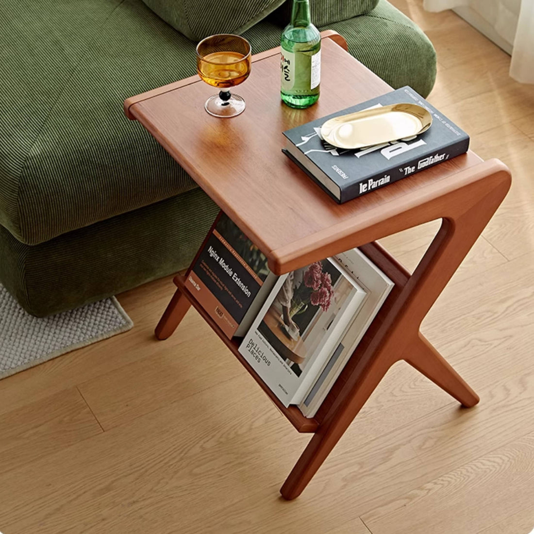 ケヤキ製サイドテーブル・ラック|高級感漂う耐久性のある木製収納家具 fmy-1155