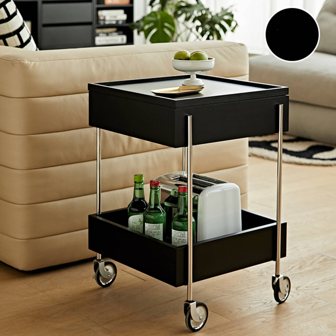 サイドテーブル 収納ラック キャスター付き 2段 fmy-1157