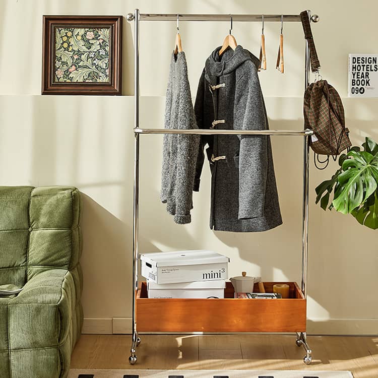 【高級ツゲ木・ステンレス製】ラック - おしゃれな収納家具 fmy-1158 ハンガーラック - BestKagu