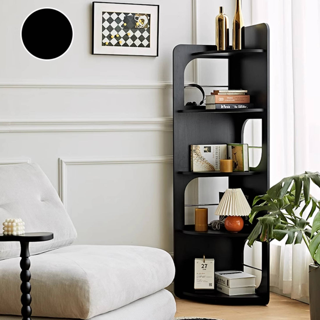 コーナー収納ラック・ブックシェルフ【高品質無垢材使用】頑丈でスタイリッシュなラック fmy-1159