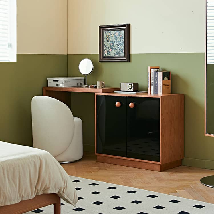 ドレッサー 伸縮式 化粧台 収納付き ブラウン 木目調 おしゃれ fmy-1160 - BestKagu