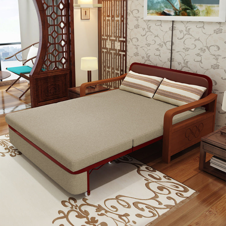 高級ソファーベッド パイン材使用  綿麻クッション 多層板ベース 快適リビングソファ fnm-949