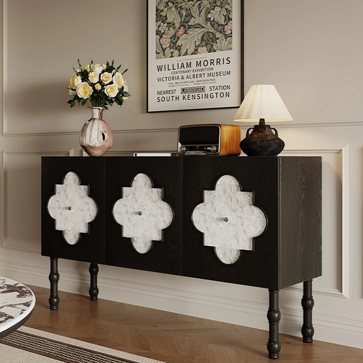 上質感あふれるキャビネット - 貝殻素材と真鍮の魅力デザイン ful-4472