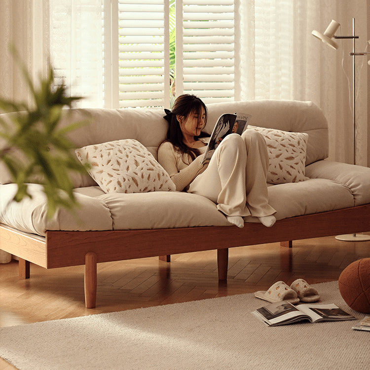 チェリー材とパイン ステンレスフレームのグースダウン入り ソファー fyg-673 - BestKagu