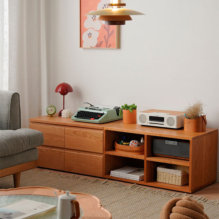 天然チェリー材製キャビネット 用途に合わせて自由使える収納家具 - fyx-863