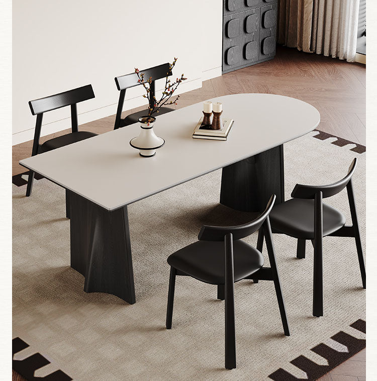 ダイニングテーブル 半楕円形テーブル 壁寄せスクエア&ラウンドテーブル リビングテーブル賃貸マンションhagst-3611