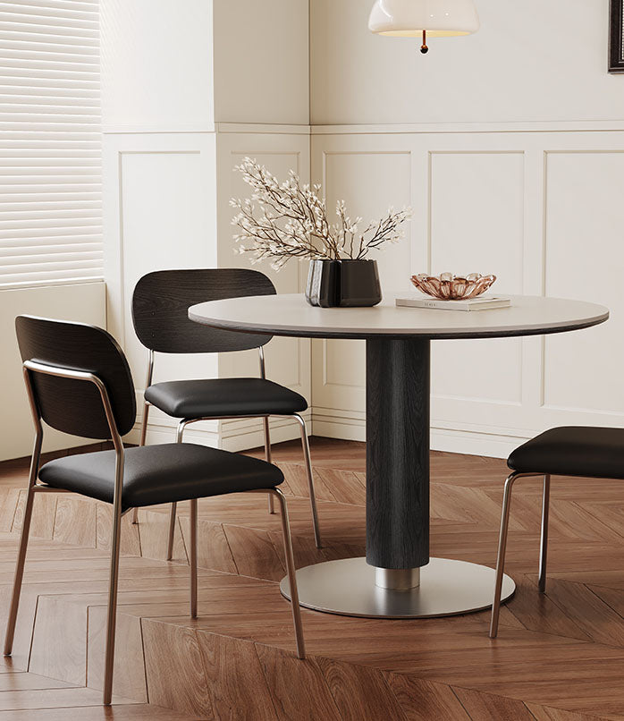 丸テーブル セラミック天板+ステンレス一本脚 おしゃれなモダンデザイン ダイニングテーブル hagst-5519