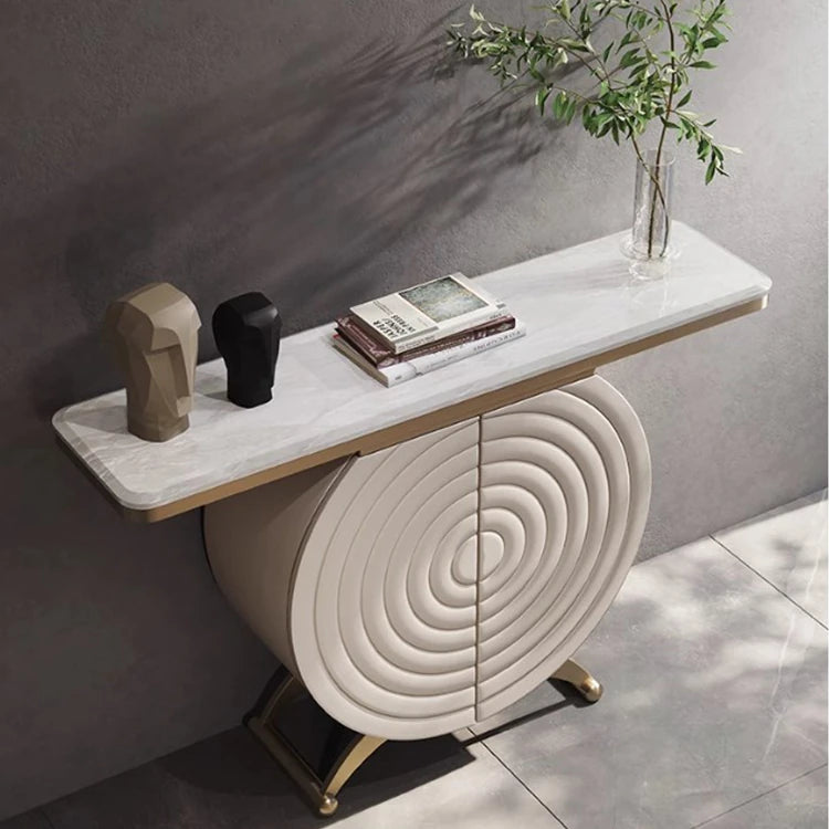 ステンレス×セラミックのラウンドキャビネット|玄関収納家具 hbs-4422