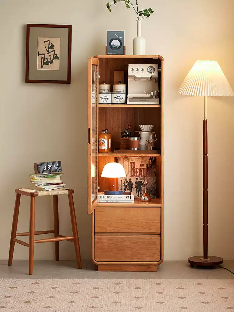 チェリー無垢材 収納ボード リビングキッチンシェルフ棚キャビネット hcm-003