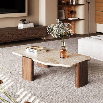 高級感溢れるレッドオーク石製センターテーブル|モダンなリビングにぴったり hlbjm-2008 - BestKagu