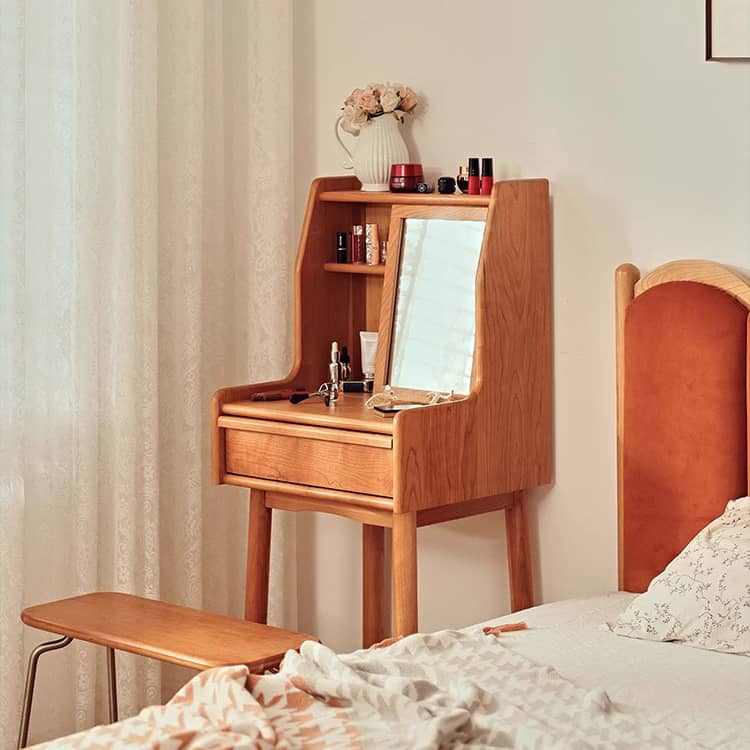 ドレッサー チェリー材多層板製おしゃれな化粧台 hldmz-737