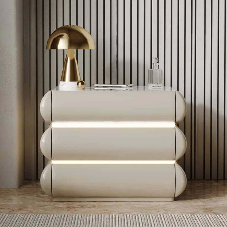 多機能 ナイトテーブル セラミック+LEDランプ付き  hmq-1934