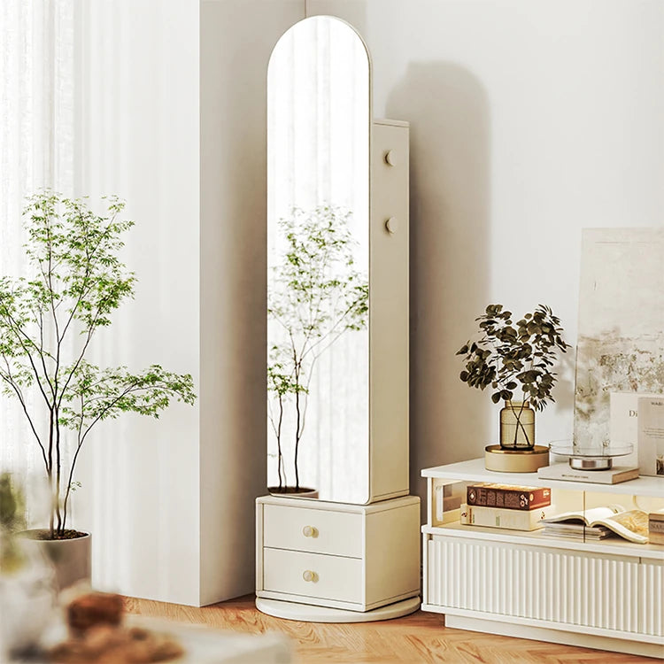 無垢材とガラスのスタイリッシュな全身鏡 - モダンデザインのインテリアアクセント hrvr-5085