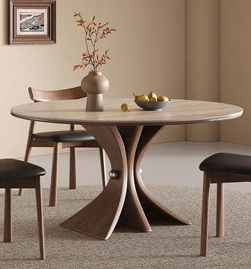 ダイニングテーブル 丸テーブル セラミック天板&木製脚フレームhsgmy-5736