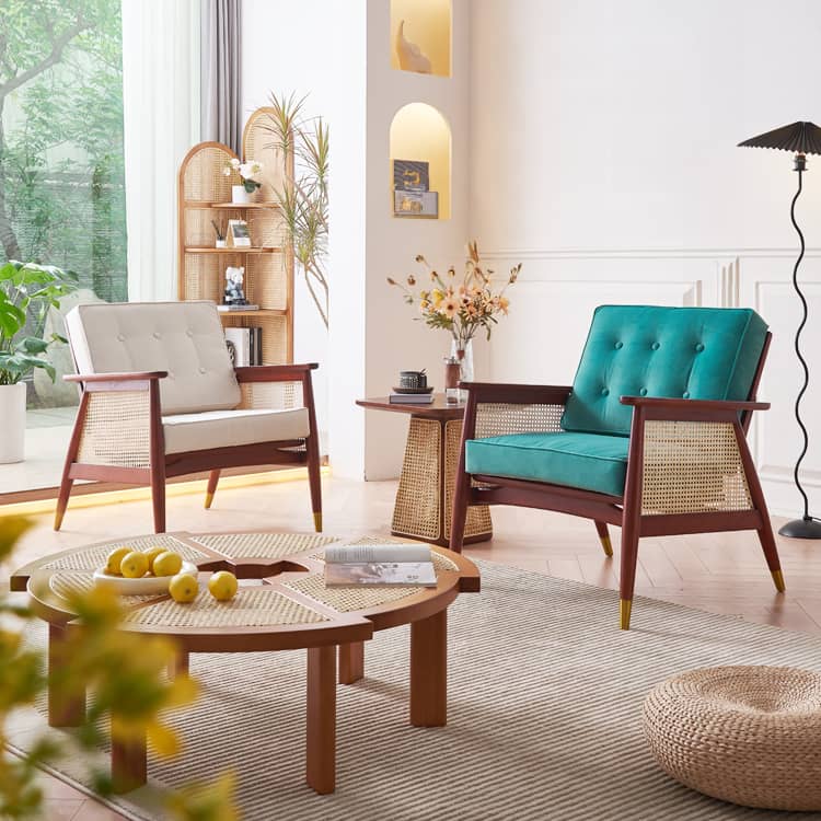 ラタン調のアームチェア リビングチェア htzm-1516