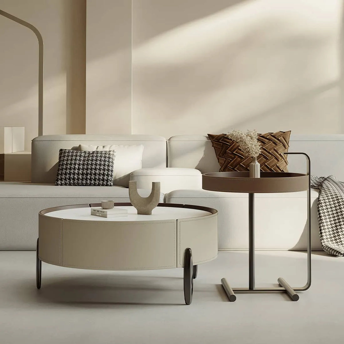 センターテーブル-セラミック天板×合成レザー hxj-2703