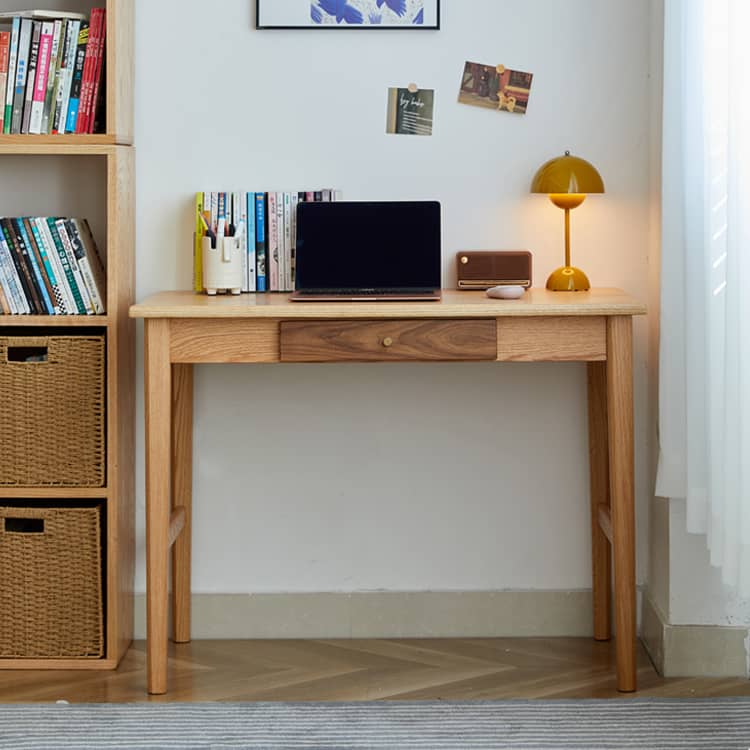 机 デスク レッドオーク & ウォールナット材 hykmq-749