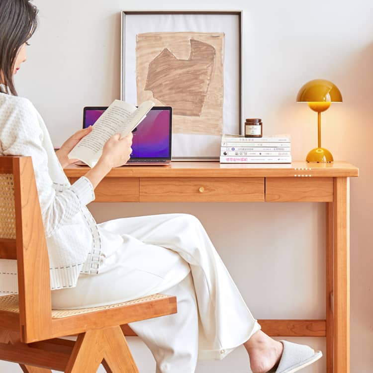 高級感あふれるチェリー材・銅・使用 デスクテーブル hykmq-753 - BestKagu