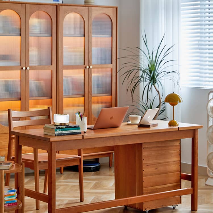 高級感あふれるチェリー材・銅・使用 デスクテーブル hykmq-753 - BestKagu