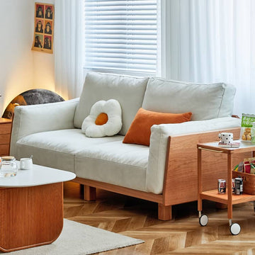 高級チェリー材ソファー|耐久性優れたフェイクレザー素材  hykmq-784