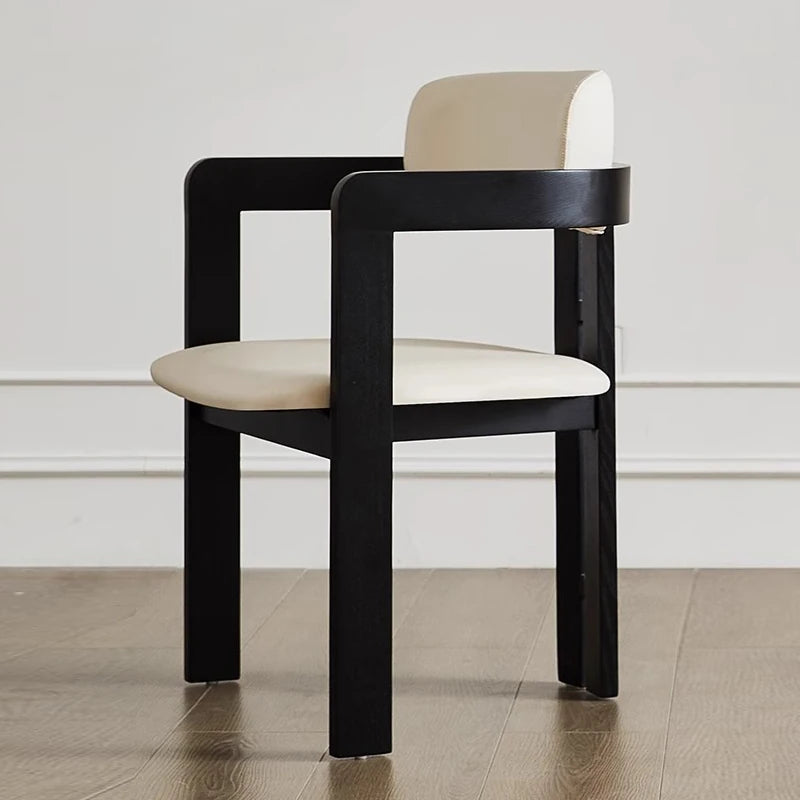 シンプルモダンアッシュ材チェア｜合皮クッション付き