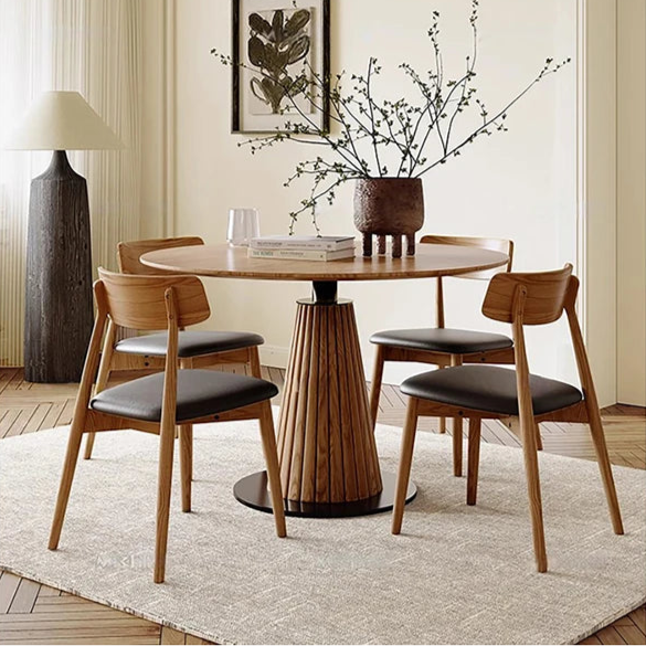 無垢材製の丸テーブル|モダンデザインでシンプルな食卓を演出 | ナチュラルインテリアに最適 hzmzw-3154