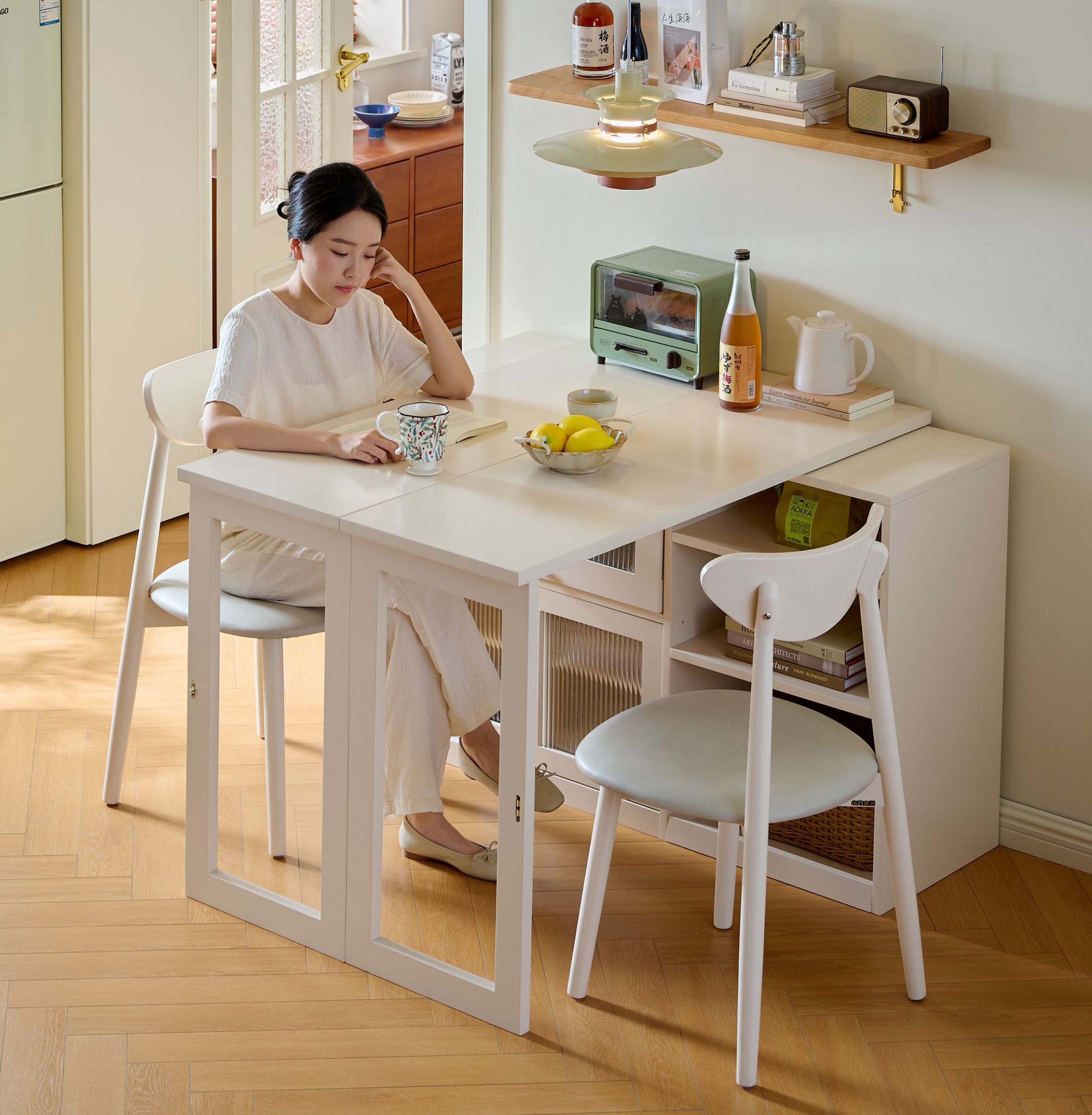 折りたたみテーブル　カウンターテーブル 折りたたみテーブル 伸長式テーブル 収納スペース付きの一台 hzzjj-6037