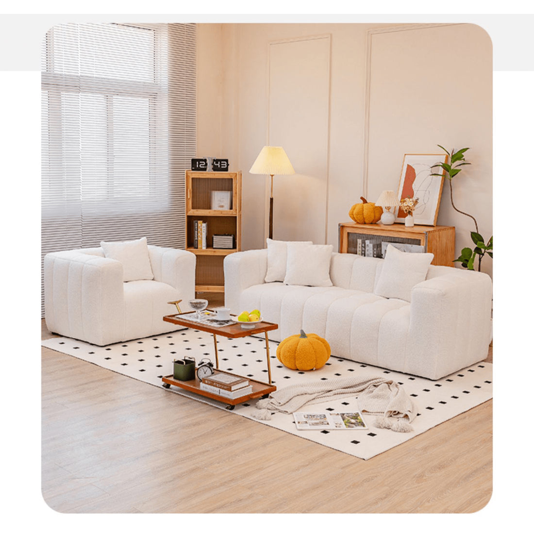 ソファ 天然木フレームとシープボア生地が融合した快適なソファー jy-112 - BestKagu